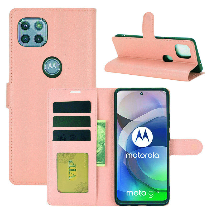 Leather Folio Wallet Case for Motorola Moto One 5G Ace Leather Folio Wallet Case for Motorola Moto One 5G Ace